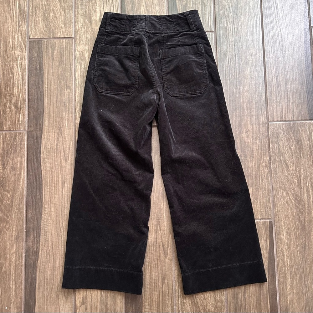 Anthropologie Maeve Colette Cropped Wide Leg Corduroy Pants Black Sz 24P PETITE - Picture 3 of 9